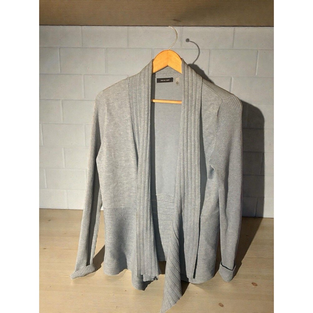 Verve Ami Open Front Cardigan Women’s Size Medium Gray Sweater